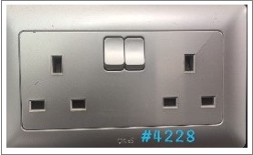 2GANG FLATPIN SOCKET SWITCH - SILVER - 13A 250 V