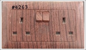 2GANG FLATPIN SOCKET SWITCH - WOOD L2 - 13A 250 V