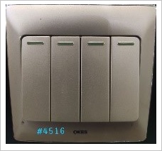 4GANG 1WAY SWITCH - GOLD+CHR - 16A 250 V