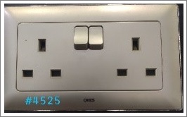 2GANG FLATPIN SOCKET SWITCH - GOLD+CHR - 13A 250 V