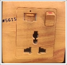 1G2 & 3PIN SOCKET SWITCH+USB - WOOD L1