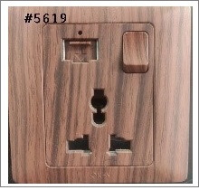 1G2 & 3PIN SOCKET SWITCH+USB - WOOD L2