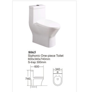 Siphonic one-piece toilet S-trap,300mm roughing-in