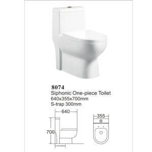 Siphonic one-piece Toilet,S-trap,300/400mm Roughing-in
