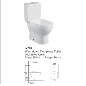 Two Piece  Toilet S-Trap 250mm